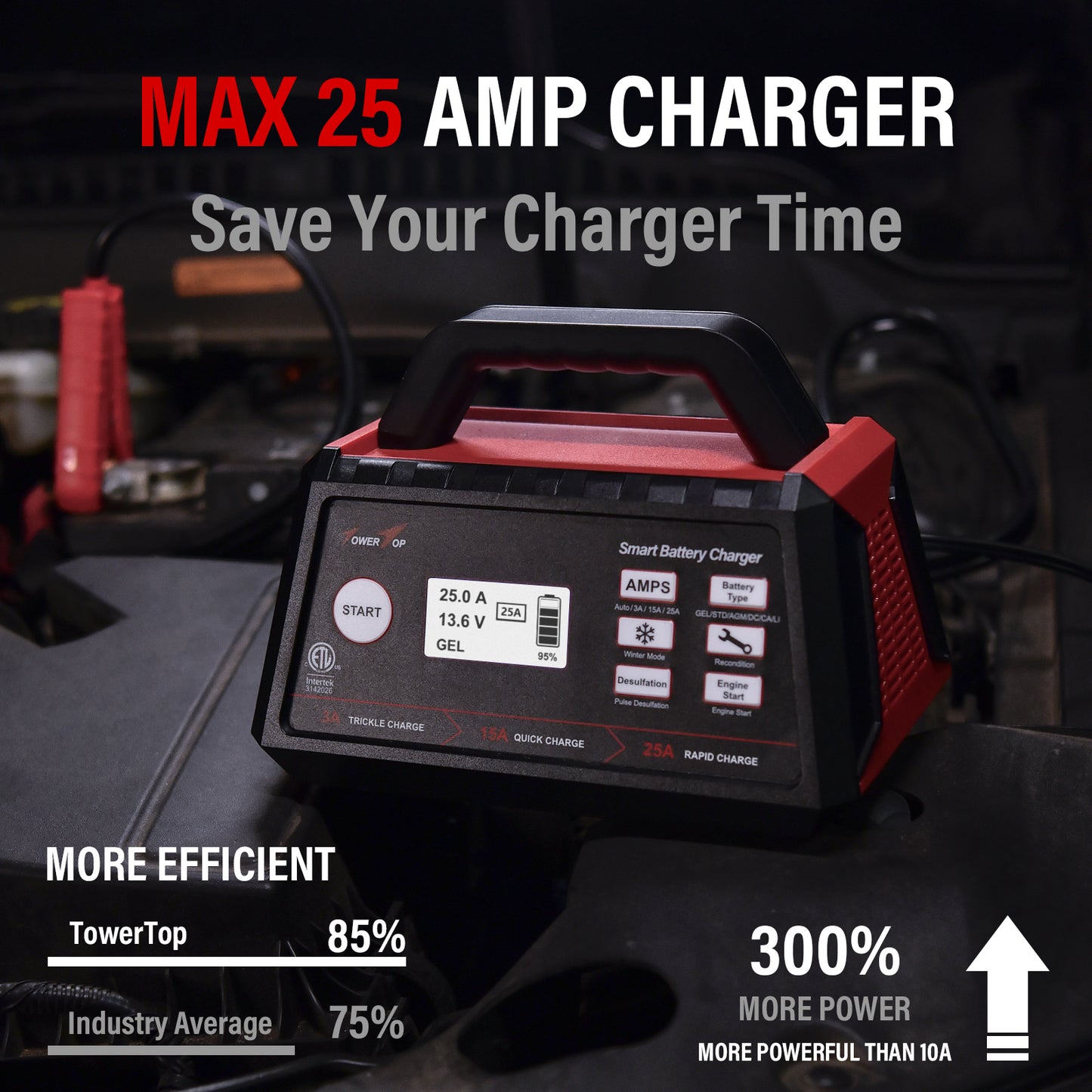 3/15/25A 12V Smart Battery Charger